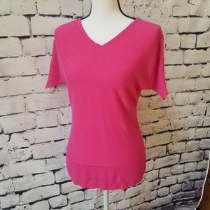 NY & Co. Pink V-Neck Ribbed Sweater - Size M - EUC